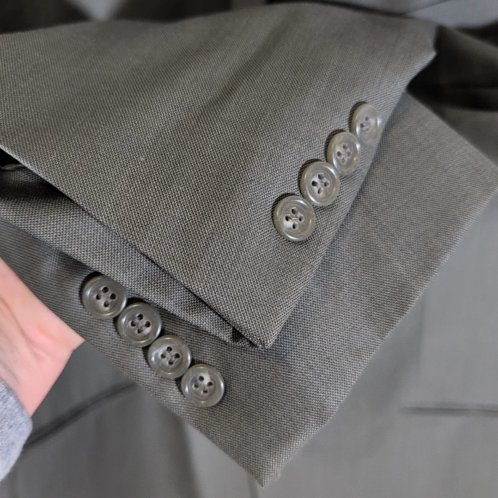 Pronto Uomo Mens Sz 44 LN Gray Green Wool 4 Button Blazer Suit Jacket Coat
